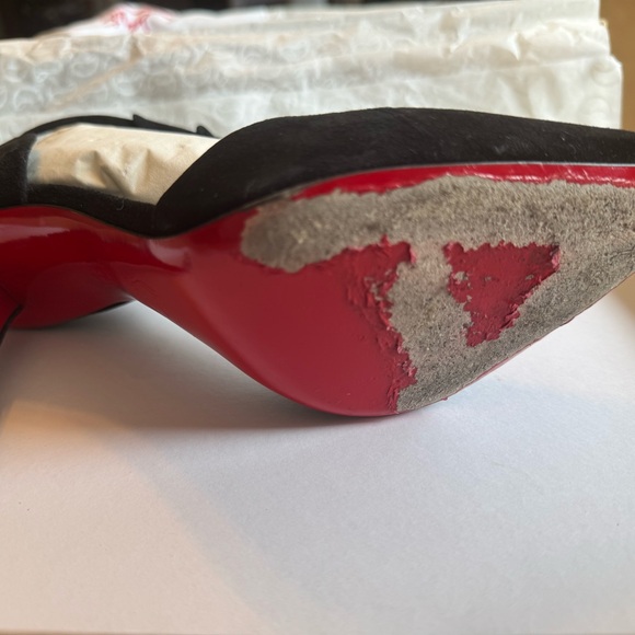 Christian Louboutin Astrids Bride Black Suede Heels - Picture 9 of 14